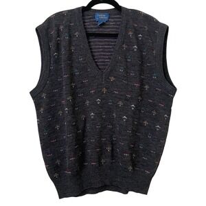 Vintage Sweater Vest Mens Large Cambridge Classics Wool Acrylic Nordic Fisherman